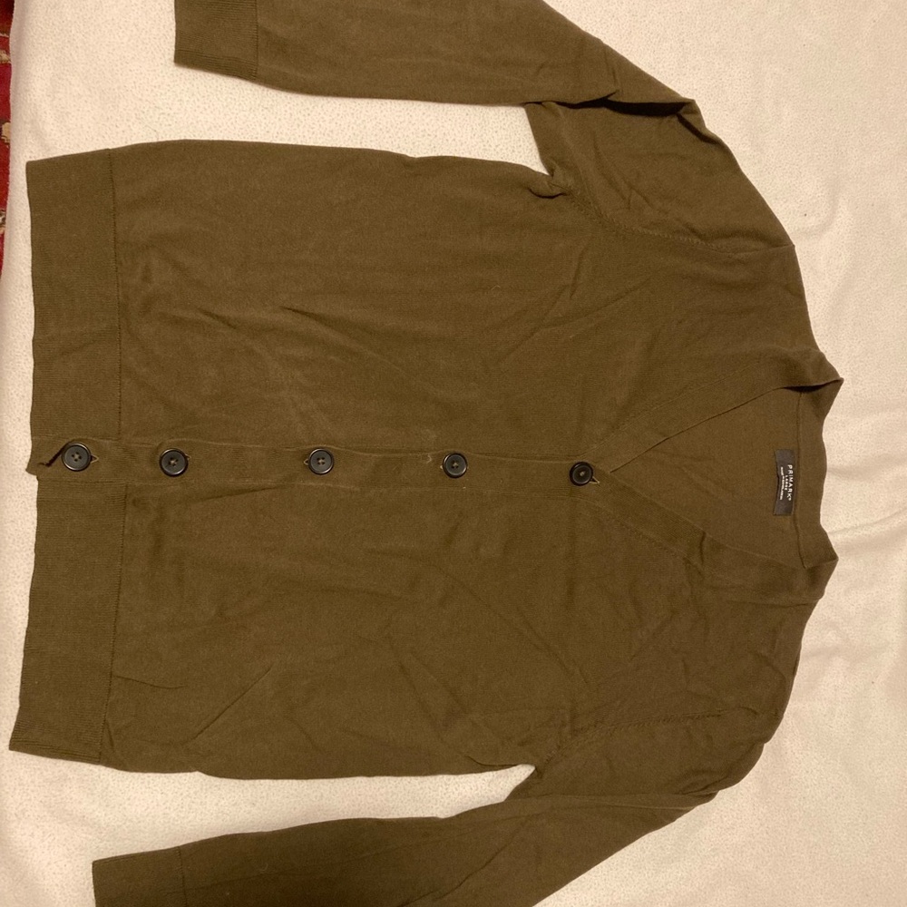 Olive Green Button-Up Cardigan